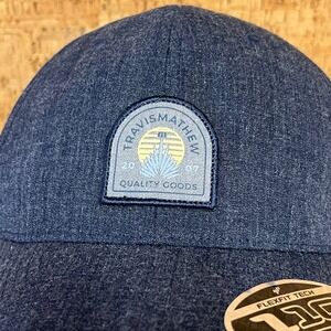 TravisMathew Festival Hat Mens Dress Blues Agave Patch Flexfit 110 Snapback 1MY2